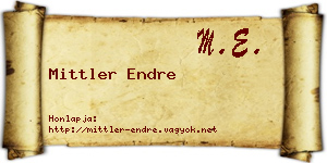 Mittler Endre névjegykártya